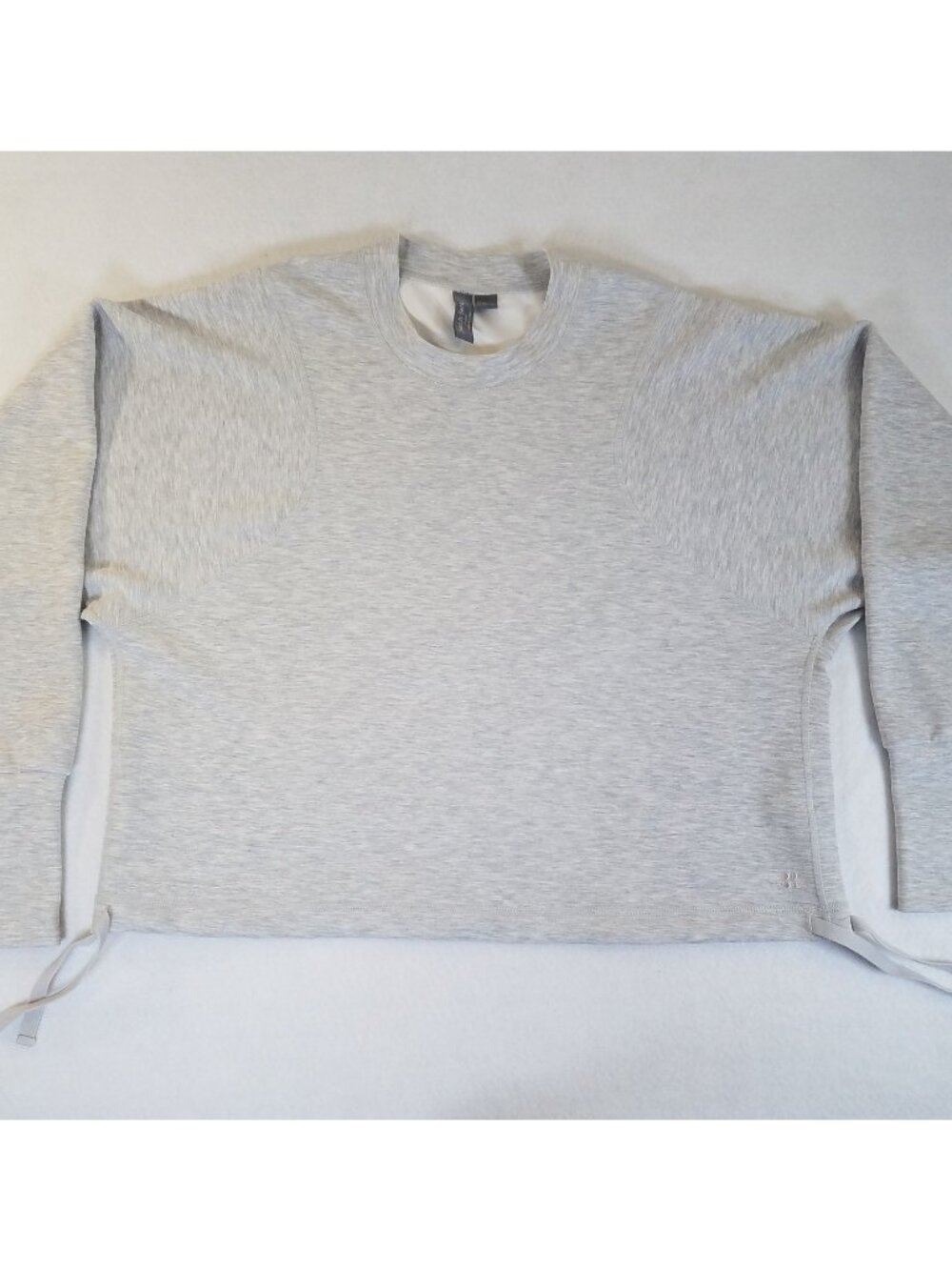 Sweaty Better Cropped Boxy Gray Sweatshirt SZ XL Side Waist Ties Tapered Sleeves